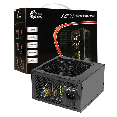£26.70 • Buy ACE 600W PSU Black ATX Power Supply With A Silent 120mm Fan & PFC SATA PCI-E