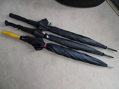 Job Lot Bundle 3x Black Walking Stick Umbrellas Inc Slazenger Timpson & Hawkins • £9.99