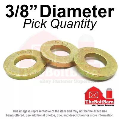 3/8  SAE Extra Thick Flat Washers Grade 8 Steel Zinc Yellow (Pick Quantity) • $11.24