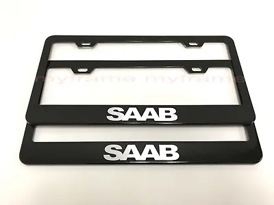 (2PCS) SAAB BLACK Metal License Plate Frame With Screw Caps • $23.46
