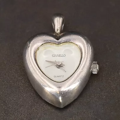 VTG Sterling Silver - GIANELLO Heart Watch Necklace Pendant - 13g • $2.99