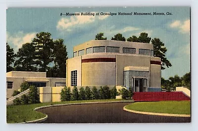 Postcard Georgia Macon GA Ocmulgee Monument Museum 1952 Posted Linen • $4