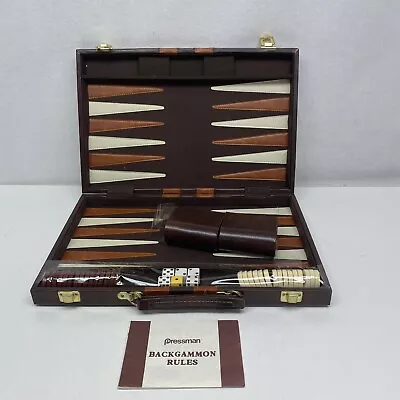 Vintage BACKGAMMON SET Faux Leather Folding Brief Case Complete • $14.99