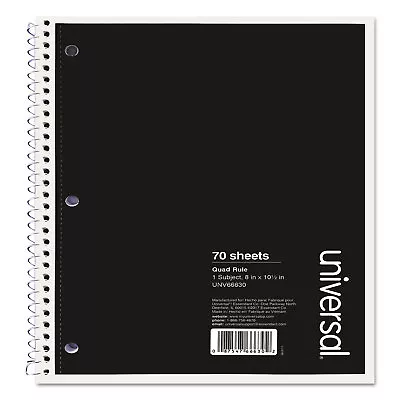 Universal Wirebound Notebook Quadrille Rule 8  X 10.5  1 Subject Black 66630 • $9.86