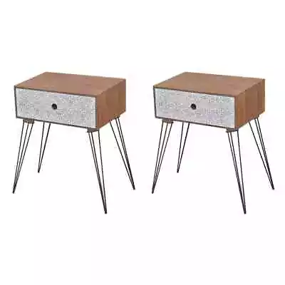2x Wooden Bedside Tables Drawers Storage Shelf Side Cabinets Retro Nightstand • $141.33