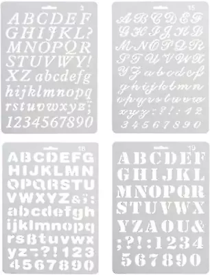 Pack Of 4 Plastic Alphabet Letter Number Drawing Painting Stencils Scale Templat • $29.99