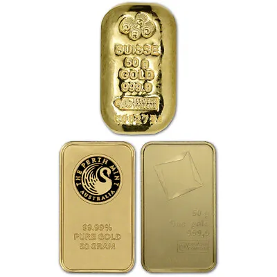 50 Gram Gold Bar - Random Brand - Secondary Market - 999.9 Fine • $3954.65