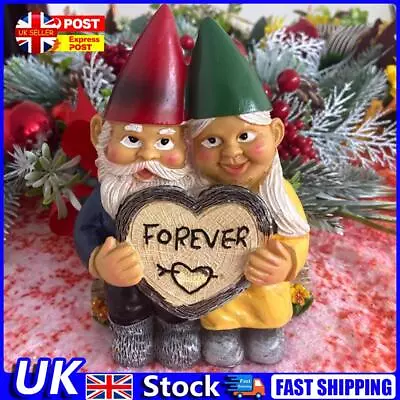 Gnome Statue Garden Gnome Cute Couple Statue Hand-Painted Gnome Figure (Heart) U • £9.39