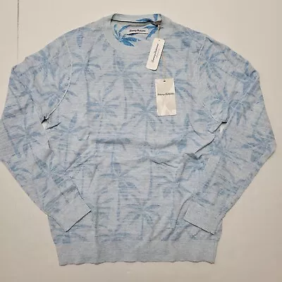 $72 • Buy TOMMY BAHAMA Small Blue Palm Tree Textured Knit Pullover Crewneck Men's Sweater