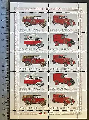 South Africa 1999 Universal UPU Mail Vans Transport Sheetlet MNH • $6.15