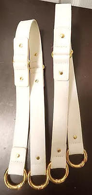 NEW - Miche - White Faux Leather Handles & 1  Round Gold Carabiners • $14.95