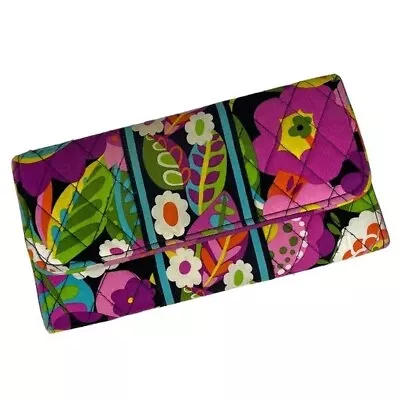 Vera Bradley Gallery Wallet Va Va Bloom Floral Print Tri-fold Cotton • $12