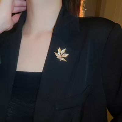 Rhinestones Maple Brooch Vintage Maple Leaf Crystal Pendant Woman's Brooch PYE • $4.63