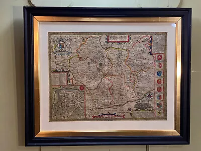 Late 17th Century Painted John Speed Map In Ebonised Frame • £225