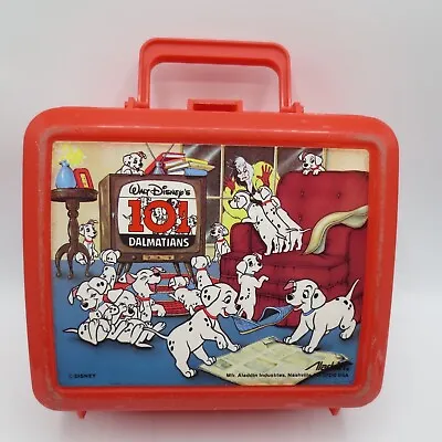 Vintage Disney 101 Dalmatians Aladdin Plastic Lunch Box Red 90s USA • $9.99