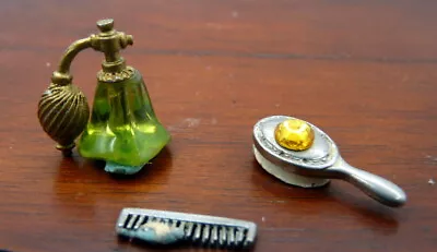 Vintage VANITY SET Perfume Comb Brush 1:12 Dollhouse Miniature • $15.99