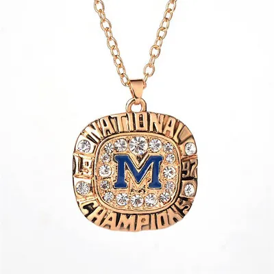 Michigan Wolverines 1997 Necklace V-Neck Pendant Souvenir Gift Chain 45 Cm • $10.80