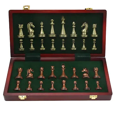 Folding Handcrafted Large Metal Chess Set 12  Chess Board For Adults Chess Lover • £71.98