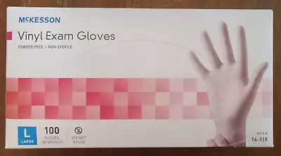 Lot 3 Boxes McKesson Vinyl Exam Gloves Large 100 Count Powder-Free Non-Sterile • $30