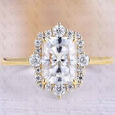 Solid 14K Yellow Gold 3.10carat Radiant HPHT Diamond Engagement Ring Lab Created • $498