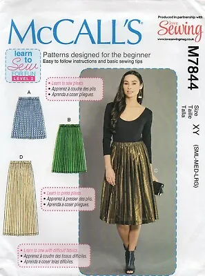 McCalls Sewing Pattern 7844 EASY Learn To Sew A Pleated Skirt Size 8 -18 New • £5.95