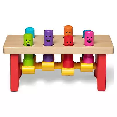 Melissa & Doug Deluxe Pounding Bench Wooden Toy With Mallet • $18.39