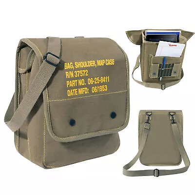 Compact Canvas Map Case Shoulder Bag W Military Stencil • $24.99