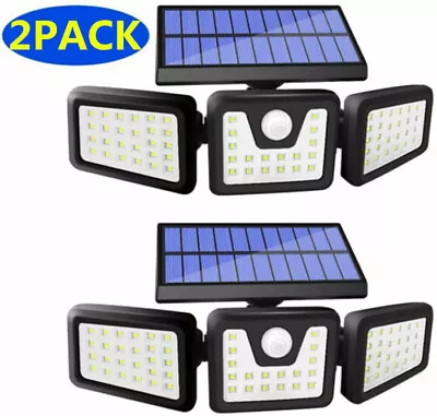 2-Pack Solar Lights Outdoor 3 Adjustable Heads 12000LM LED Solar Motion Sensor • $25.96