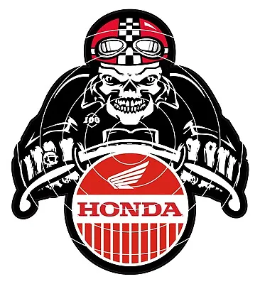 60MM HONDA SKULL CAFE RACER STICKER Motorbikes Scooters Helmets • £2.99