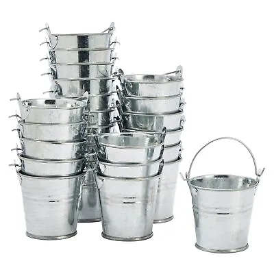 24 Pack Mini Metal Buckets With Handles For Party Favors Pencils 2 X 2 In • $17.99