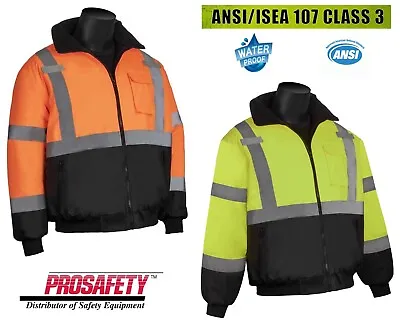 High Visibility Insulated Hi Vis Reflective Road Work Safety Bomber Jacket Coat • $31.49