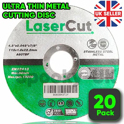 20 X ULTRA THIN METAL CUTTING SLITTING DISCS 115mm 4.5 INCH FOR ANGLE GRINDER • £9.99