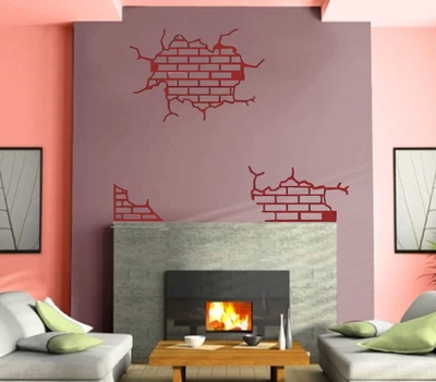 $29.99 • Buy Brick Wall Crack Fracture Upban Decor Mural  Wall Art Decor Vinyl Sticker  Z717