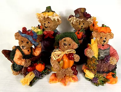 5 Vintage Resin Thanksgiving Bear Figurines Harvest Figurine Pumpkin Cornucopia • $19.99