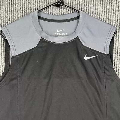 Nike Dri-Fit Mens Size Large Black Gray Sleeveless Activewear Tank Top Gym Lift • $17.99