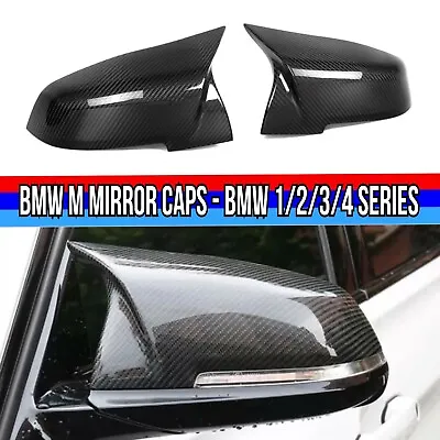 Carbon Fibre Side Mirror Cover Caps For BMW F20 F21 F22 F30 Series 1 2 3 4 • $69.99