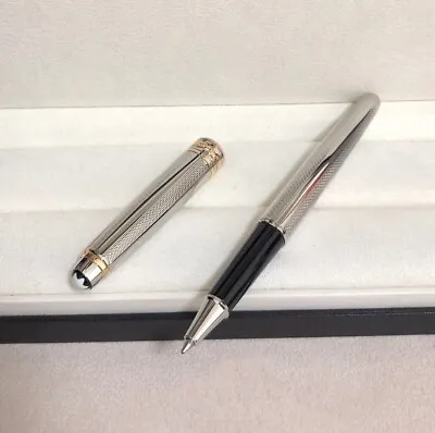 Luxury 164 Metal Series Grid Silver - Gold Clip 0.7mm Rollerball Pen No Box • $24.22