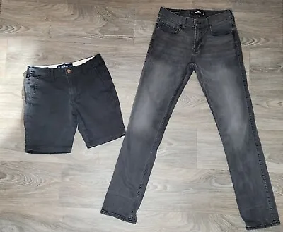 Hollister Skinny Jeans Shorts Lot Men's 29x32 Lot Of 2 Advanced Stretch Black  • $18.60