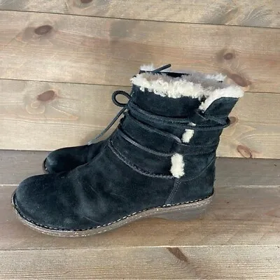 Ugg Caspia Womens Size 9 Shoes Black Suede Shearling Lined Winter Boots • $59.99