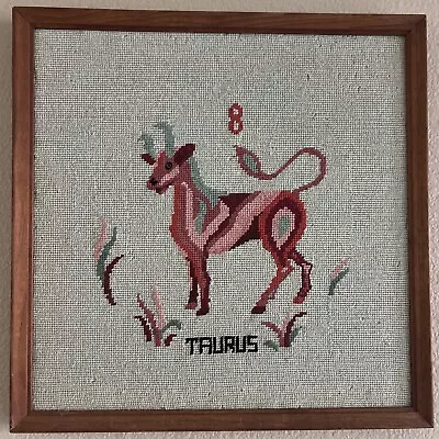 Madeira Luxury Framed Needlepoint Astrology Zodiac Sign Taurus • $19