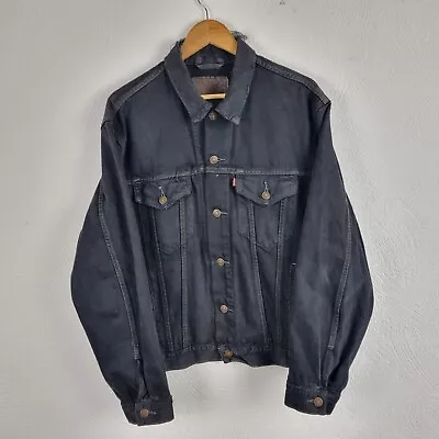 Vintage Levis Denim Jacket Mens Large Black Jean Trucker 90s Western Distressed • £29.71