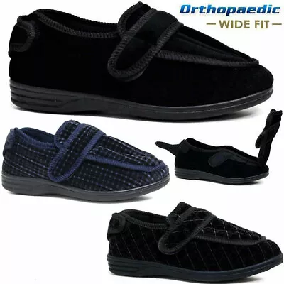 Mens Diabetic Orthopaedic Easy Close Wide Fitting Strap Slippers Shoes Size 6-14 • £14.95