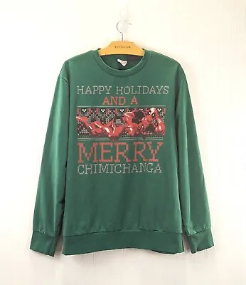 Marvel Deadpool Merry Chimichanga Men's Size Large Green Christmas Sweater • $16.56