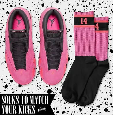 $20.69 • Buy STRIPES Socks For Air J1 14 Shocking Pink Hyper Racer Punch Vivid Shirt