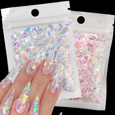 Candy Glitter Glass Paper Holographics Irregular Nail Flakes Sparkly Paillette • $1.19