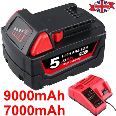 7.0Ah For Milwaukee M18 Lithium XC Extended Capacity Battery/Charger 48-11-1860 • £16.59