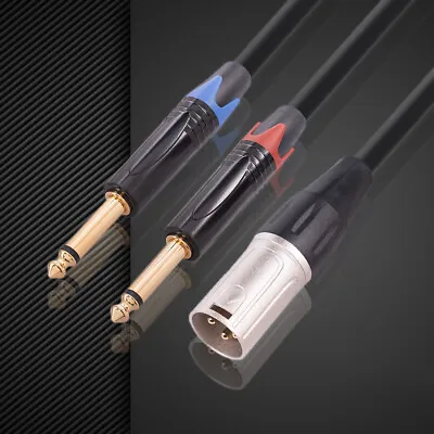 3pin XLR To Dual 6.35mm Cable Professional Y Splitter Cable Accessories • £11.51