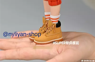 1/6 Female Army Yellow Martin Boots Short Leg Hollow Shoes Model 12 Figure • $49.81