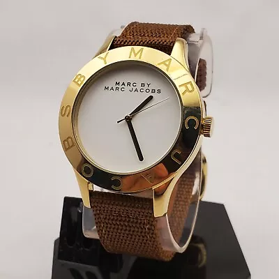 Marc By Marc Jacobs MBM1218 QUARTZ Watch Gold Tone Leather Band New Battery • $34