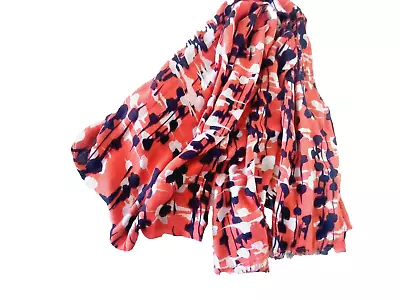 BANANA REPUBLIC Montauk Blue Sunrise Navy Coral 100% Rayon Rectangle Scarf 22x74 • $7.99